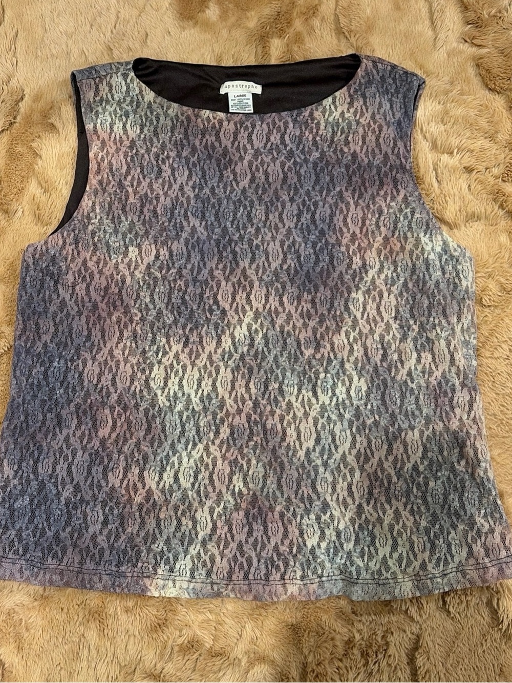 vintage lace overlay top 90s Y2K xl Fairy sleeveless Fall Dark Romance Brown L